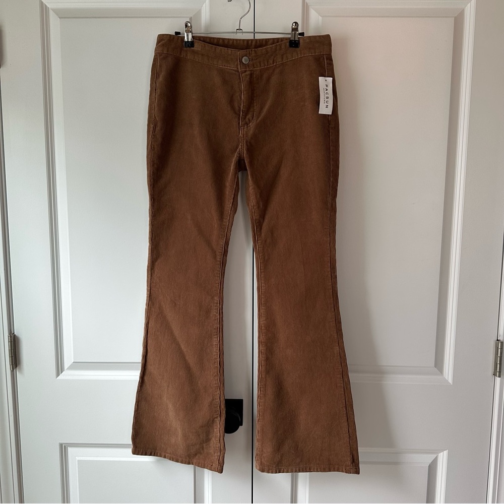 Pacsun John Galt Aliyah Corduroy Flare Jeans 100% Cotton Brown NWT (Size M)